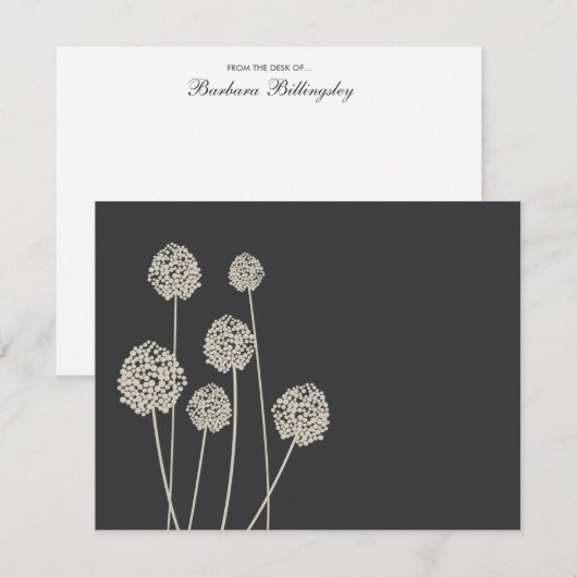 Vreemde bloemen Tan / Grijs persoonlijk briefpapie Notitiekaartje (Voorkant / Achterkant)