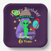 Vreemde buitenruimtetekuigen in ruimte papieren bordje (Voorkant)