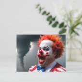 Vreemde clown en tornado briefkaart (Staand voorkant)