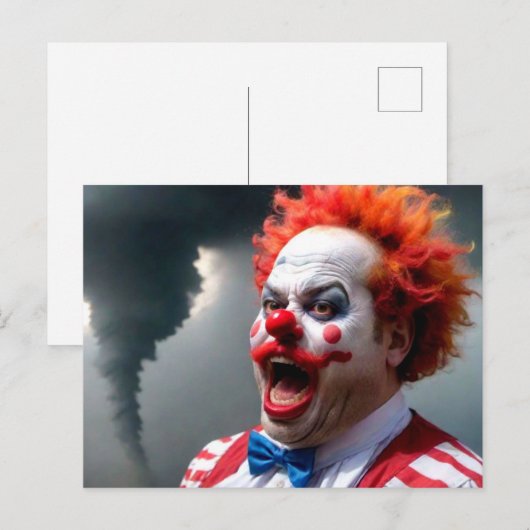 Vreemde clown en tornado briefkaart (Voorkant / Achterkant)