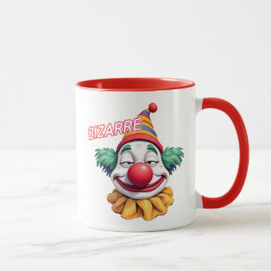Vreemde clown met zijn grappige hoofd. mok