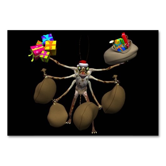 Vreemde Creeper Kerstman Met Volle Handen Kaart (Voorkant)
