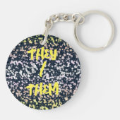 Vreemde Cute Retro Boho Flora Pangender Pride Vlag Sleutelhanger (Achterkant)