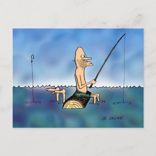 Vreemde Dag Visgrappen Cartoon Briefkaart (Voorkant)