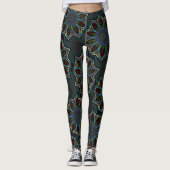 Vreemde donkere cirkelellips met abstracte bladere leggings (Voorkant)
