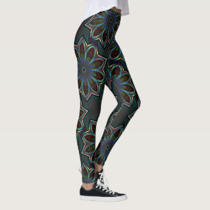 Vreemde donkere cirkelellips met abstracte bladere leggings