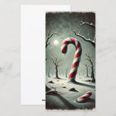 Vreemde Donkere Sneeuwige Winter Nacht Suikerstok  Feestdagenkaart (Voorkant / Achterkant)