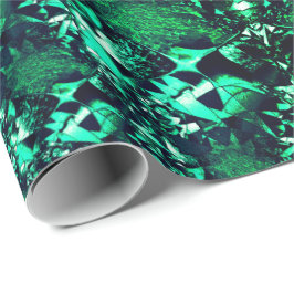 Vreemde en gekromde vormen met groen 'helder' cadeaupapier