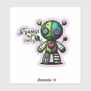 Vreemde en ongebruikelijke paarse groene hart vood sticker