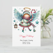 Vreemde engel illustratie fijne feestdagen feestdagenkaart (Staand voorkant)