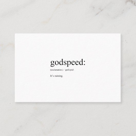 Vreemde Engelse definities: Godspeed Visitekaartje (Voorkant)