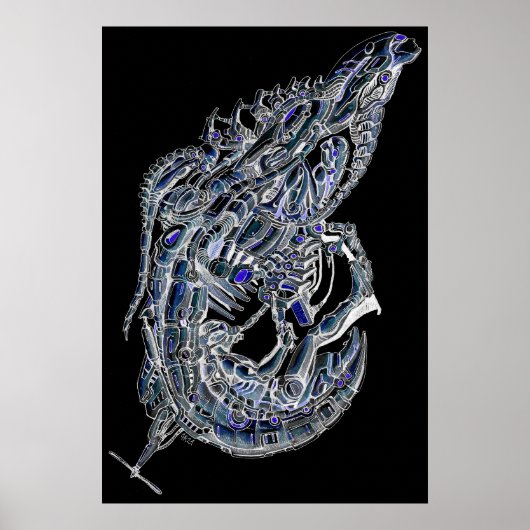 Vreemde garnalen inkt kunst poster (Voorkant)