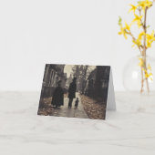 vreemde Halloween scene truc of behandelen Kaart (Gele Bloem)