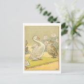 Vreemde  Illustratie met Gans en Uil Briefkaart (Staand voorkant)