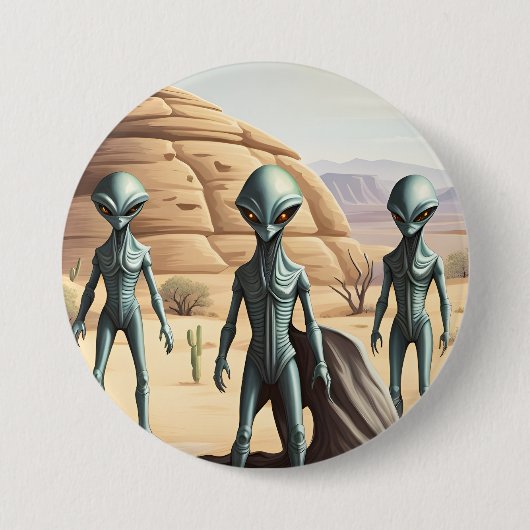 Vreemde insectoïden woestijn ronde button 7,6 cm (Voorkant)