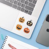 Vreemde Jack-o-lanterns Halloween Pompoenen Sticker (Laptop met iPhone)