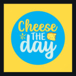 Vreemde kaas op de dag dat de kleur van de keuken  poster<br><div class="desc">Kleurrijke typografische kunst met retro- en levendige kleuren. Grappig bont en citaat over eten,  koken,  bakken en dineren. Perfecte decoratie voor uw keuken,  diner,  café,  bakkerij of restaurant. De achtergrondkleur (de cirkel en het vierkant) is klantgericht via het Hulpmiddel van het Ontwerp.</div>