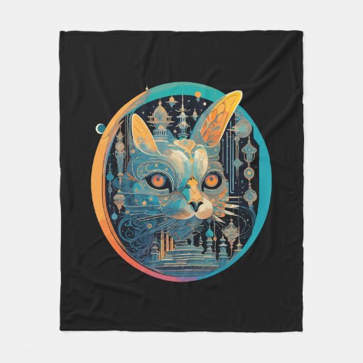 Vreemde kat die naar je koplampen staart fleece deken (Voorkant)