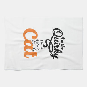 Vreemde kat vintage gravure kat liefhebber design_ theedoek