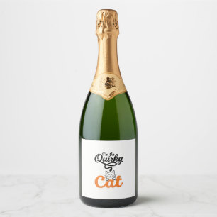 Vreemde kat vintage gravure kat liefhebber ontwerp sparkling wijnetiket