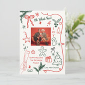 Vreemde Kerst Foto Met De Hand Getekend Kaart (Staand voorkant)
