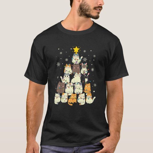 Vreemde kerstboom van katten t-shirt (Voorkant)