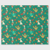 Vreemde kerstdieren cadeaupapier (Vlak)