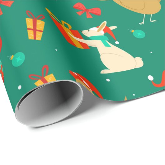 Vreemde kerstdieren cadeaupapier (Rol Hoek)