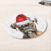 Vreemde kerstfeestdag in het Hondenliefhebber Boxe Ronde Kartonnen Onderzetter (Gebogen)