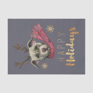 Vreemde kersthond met Antlers   Prettige feestdage Tissuepapier