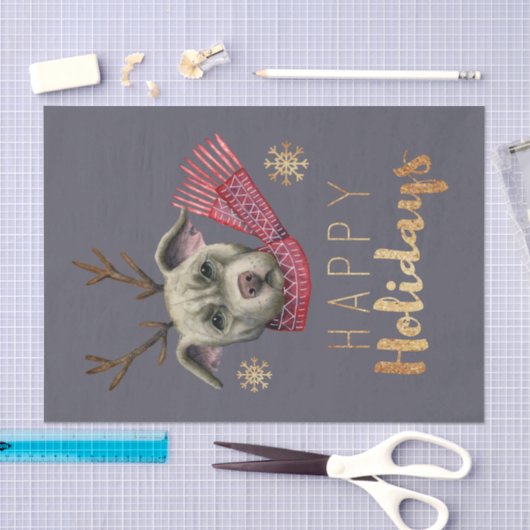 Vreemde kersthond met Antlers | Prettige feestdage Tissuepapier (Craft)