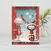 Vreemde Kerstkatten Feestdagenkaart (Staand voorkant)