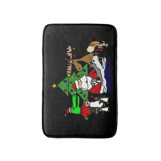 Vreemde kerstkunst met kerstman en vrienden badmat (Voorkant Verticaal)