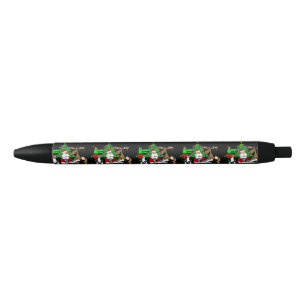 Vreemde kerstkunst met kerstman en vrienden zwarte inkt pen