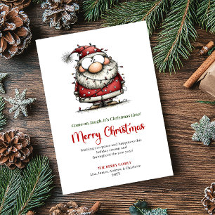 Vreemde Kerstman Cartoon Festieve Kerstgroet Feestdagenkaart