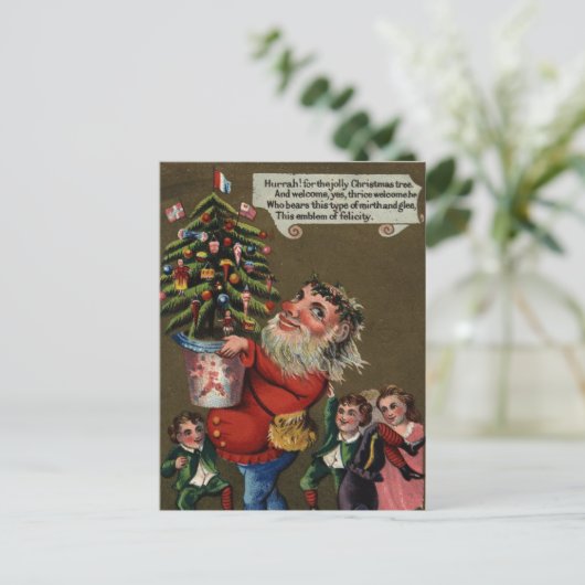 Vreemde kerstman met kerstboom feestdagenkaart (Staand voorkant)