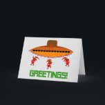 Vreemde Kerstmis Feestdagen Kaart<br><div class="desc">Het ruimteschip is uit kleine groene vreemdelingen geland en gekomen om u gelukkige aardeKerstmis te wensen. Heb wat pret met de familie wanneer u het dragen van dit toont of hen als kaarten verstuurt omdat elke vakantie groen zou moeten zijn.</div>