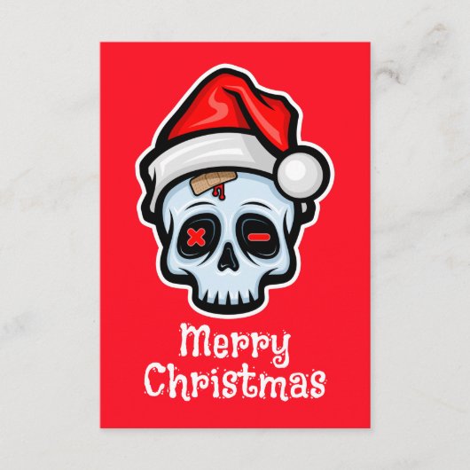 Vreemde kerstsschedel, vrolijk kerstfeest informatiekaartje (Voorkant)
