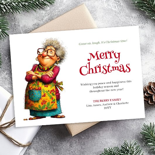 Vreemde Kerstvrouw Digitale Aangepaste Kerstkaart