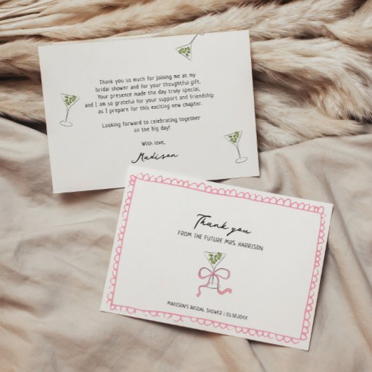 Vreemde Martini Boog Hand Getekende Bruidsdouche Bedankkaart