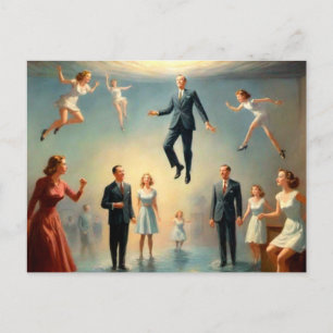 Vreemde mensen onder water briefkaart