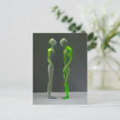 Vreemde mysterieuze groene mensen briefkaart (Staand voorkant)