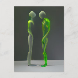 Vreemde mysterieuze groene mensen briefkaart