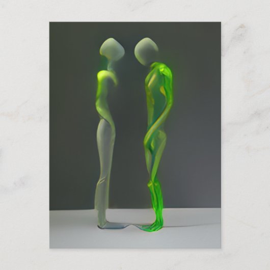 Vreemde mysterieuze groene mensen briefkaart (Voorkant)