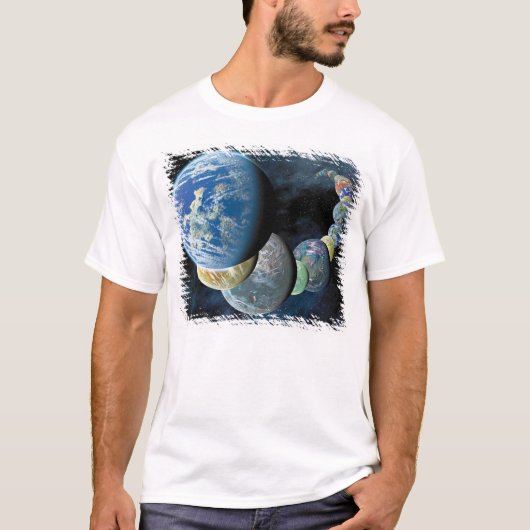 Vreemde nieuwe werelden Alien Planet Montage T-shirt (Voorkant)