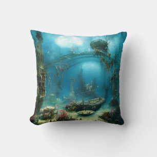 Vreemde onderwaterhabitat helder blauw kussen