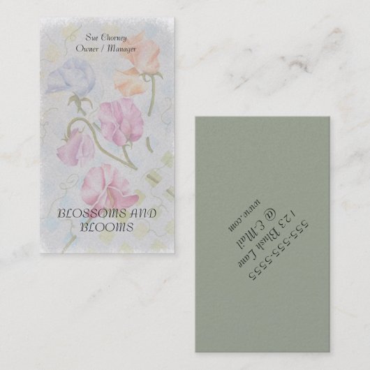 VREEMDE PEAS-WATERVERF VISITEKAARTJES (Voorkant / Achterkant)