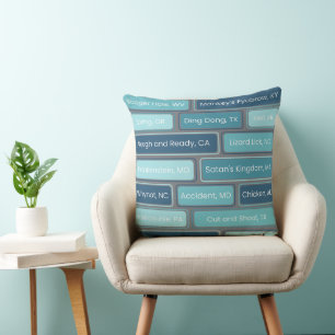 Vreemde Plaatsen Blauw Geometrisch Patroon Kussen