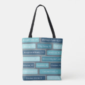 Vreemde Plaatsen Blauw Geometrisch Patroon Tote Bag (Achterkant)
