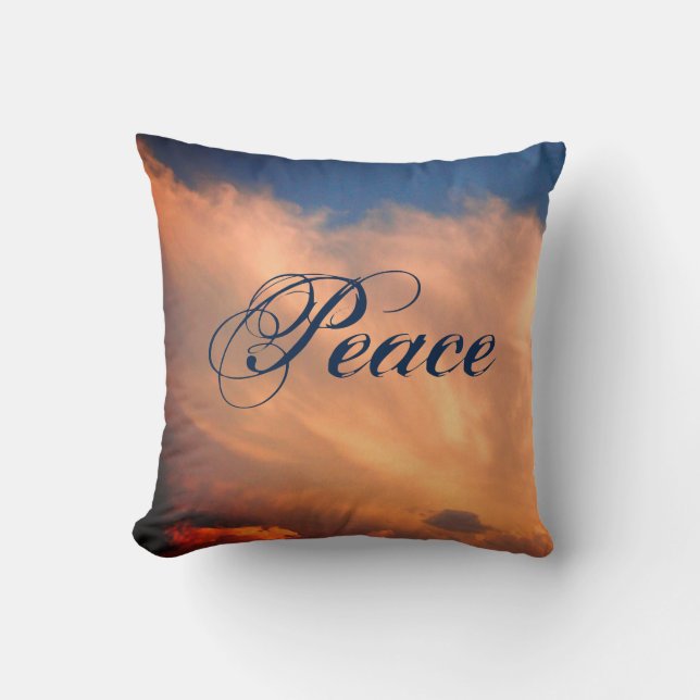 Vreemde prachtige blauwe hemel Foto roze wolken Kussen (Voorkant)